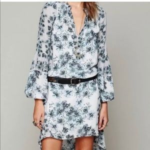 Floral Long Sleeve Dress Free People Blue White